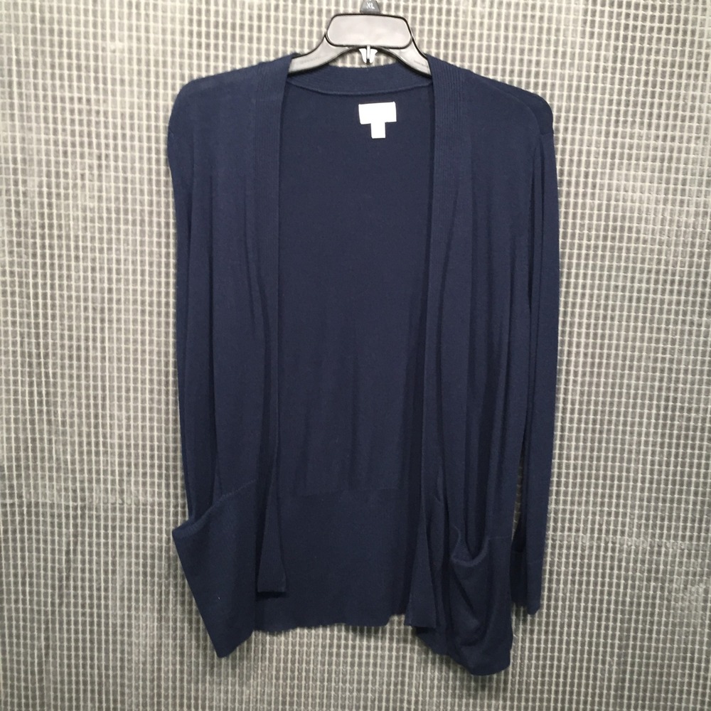 Croft & Barrow Navy Blue Open Front Cardigan Sweater Petites PXL Pocketed Knit